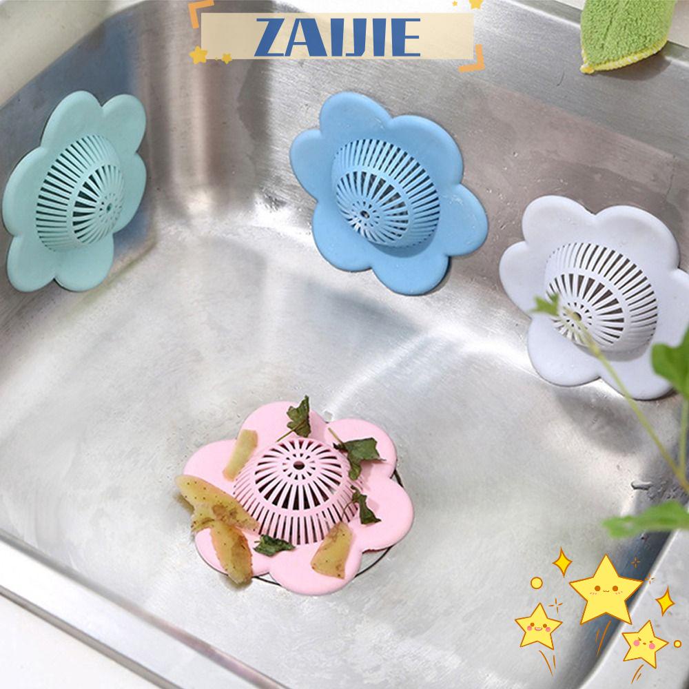 Nắp Đậy Cống Thoát Nước Bồn Rửa Chén ZAIJIE24 Bằng PVC Mềm Hình Bông Hoa