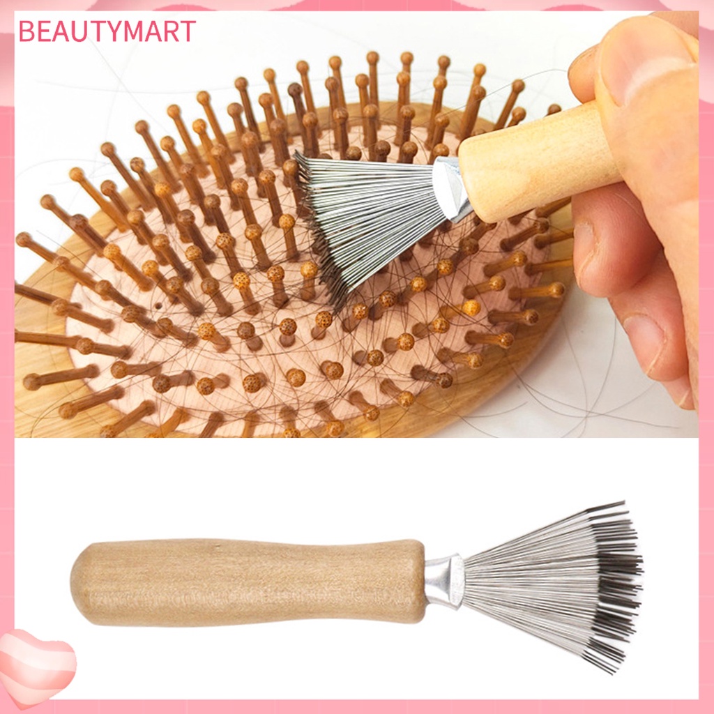 Lược Chải Tóc Bằng Thép Không Gỉ Tay Cầm Bằng Gỗ Tinh Tế Tiện Dụng
