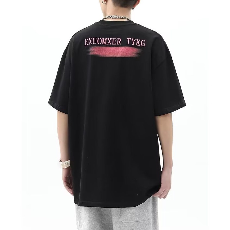 Áo thun cotton YOUTANG ngắn tay in họa tiết hoàng hôn phong cách retro hiphop cho cặp đôi