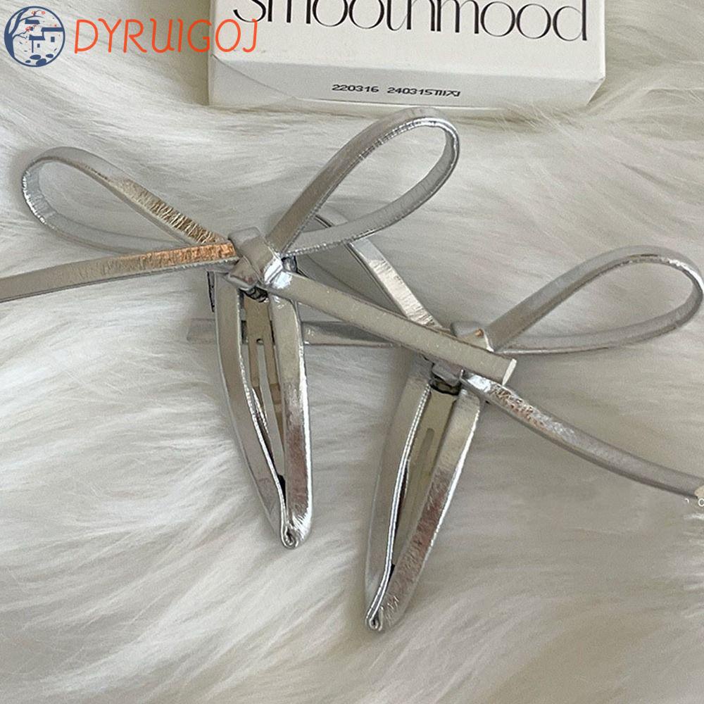 Kẹp Tóc Nơ Ruy Băng Bằng Hợp Kim Bạc Y2k DYRUIDOJ