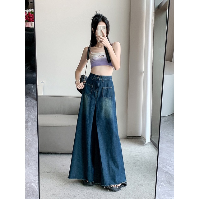 NZN Quần jeans Nữ Ống Rộng Thời Trang Phong Cách Hàn Quốc