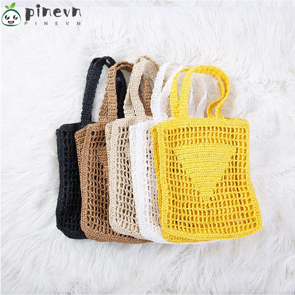 PINEVN Túi Xách Đan Lát Thời Trang Vintage Cho Nữ