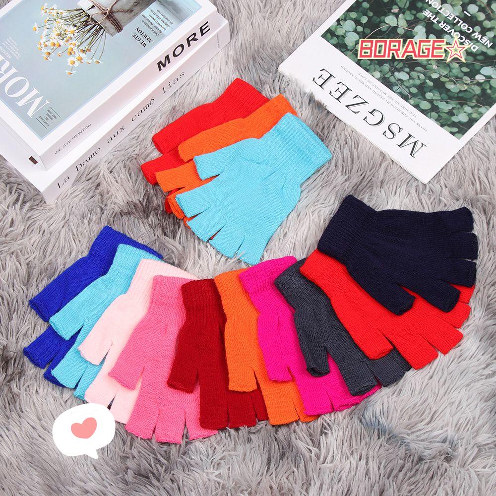 BORAG Găng Tay Dệt Kim Mềm Mại Màu Kẹo Ngọt