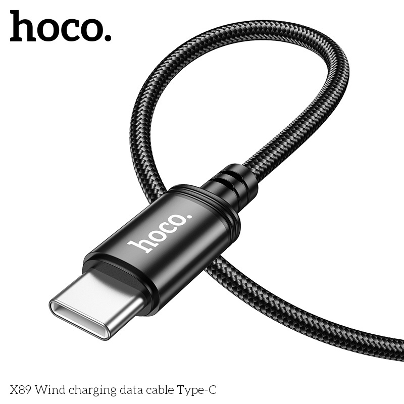 Cáp sạc Hoco X89 Type-C sạc nhanh dây dù bện dài 1M cho Smartphone đen LC DESIGN