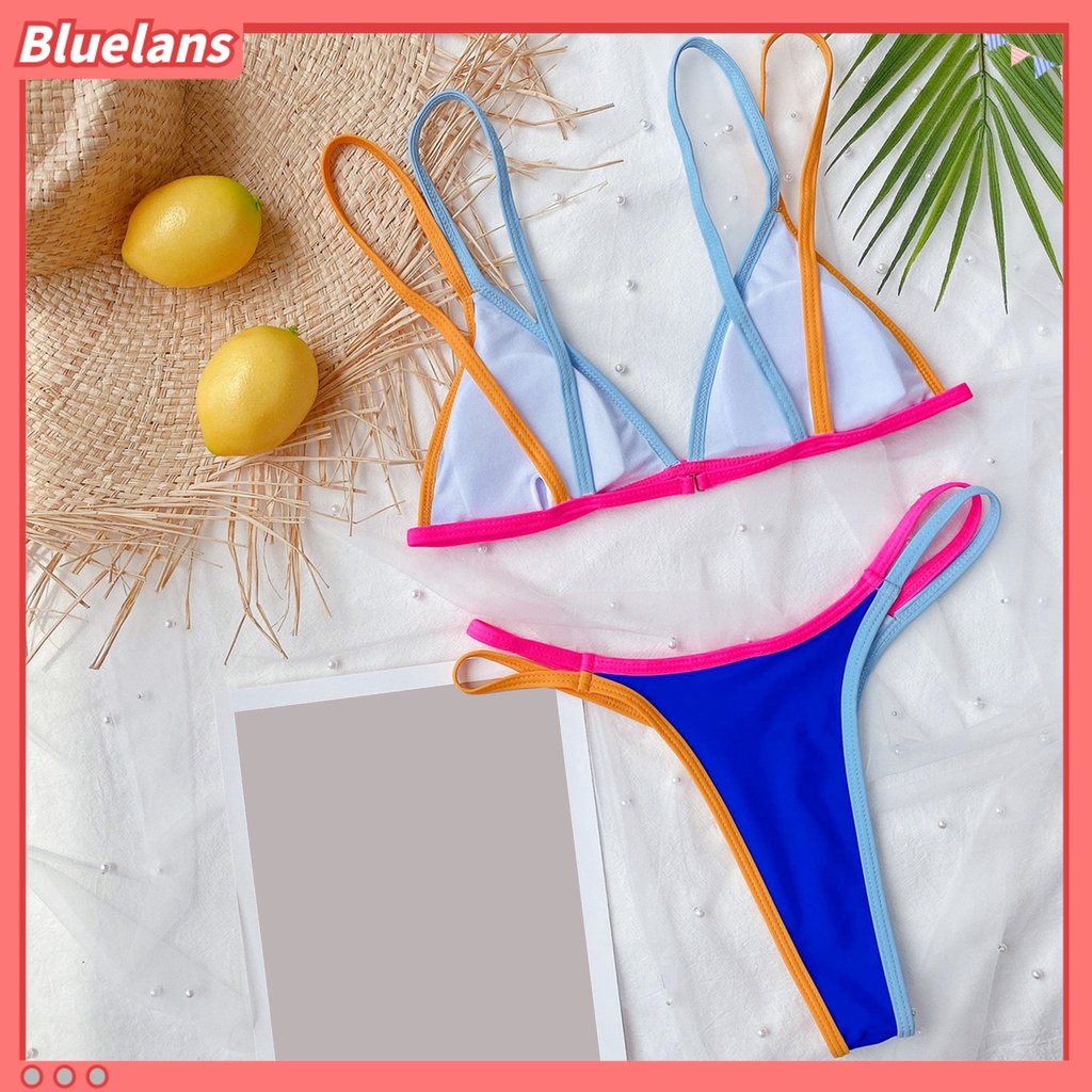 Bộ Đồ Bơi 2 Mảnh Màu Sắc Tương Phản Nhanh Khô Thời Trang Mùa Hè Cho Nữ