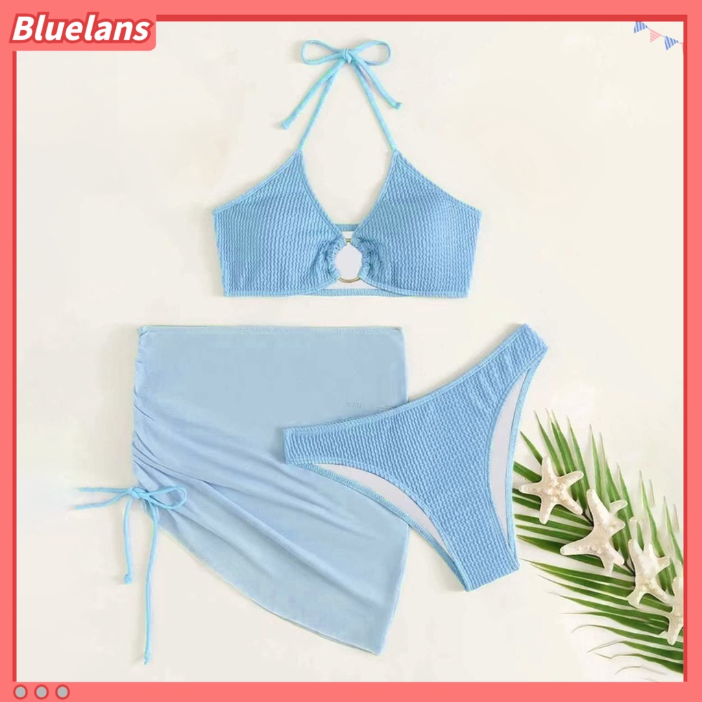 Bộ Bikini 3 Mảnh Hở Lưng Có Dây Rút Gợi Cảm Cho Nữ