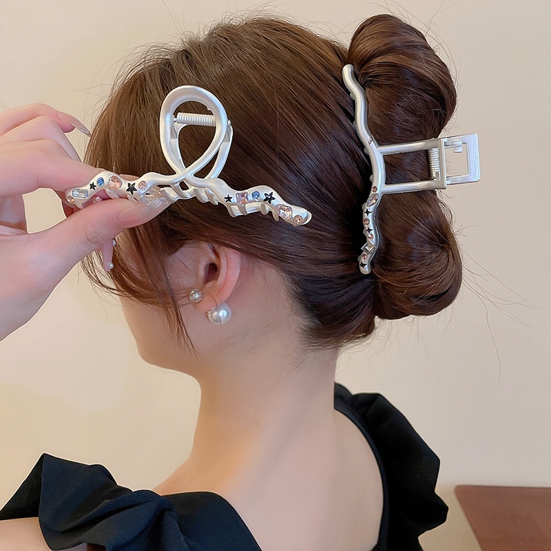 Kẹp Tóc Hình Cá Mập Bằng Kim Loại Đính Kim Cương Giả Phong Cách Thời Trang 2023