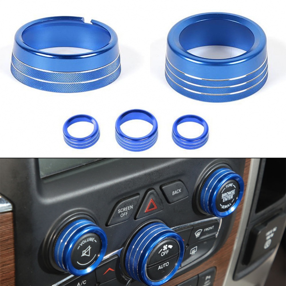 Vòng Ốp Núm Điều Khiển Đèn Pha / Trung Tâm Màu Xanh Dương Cho RAM 1500 2013-2017