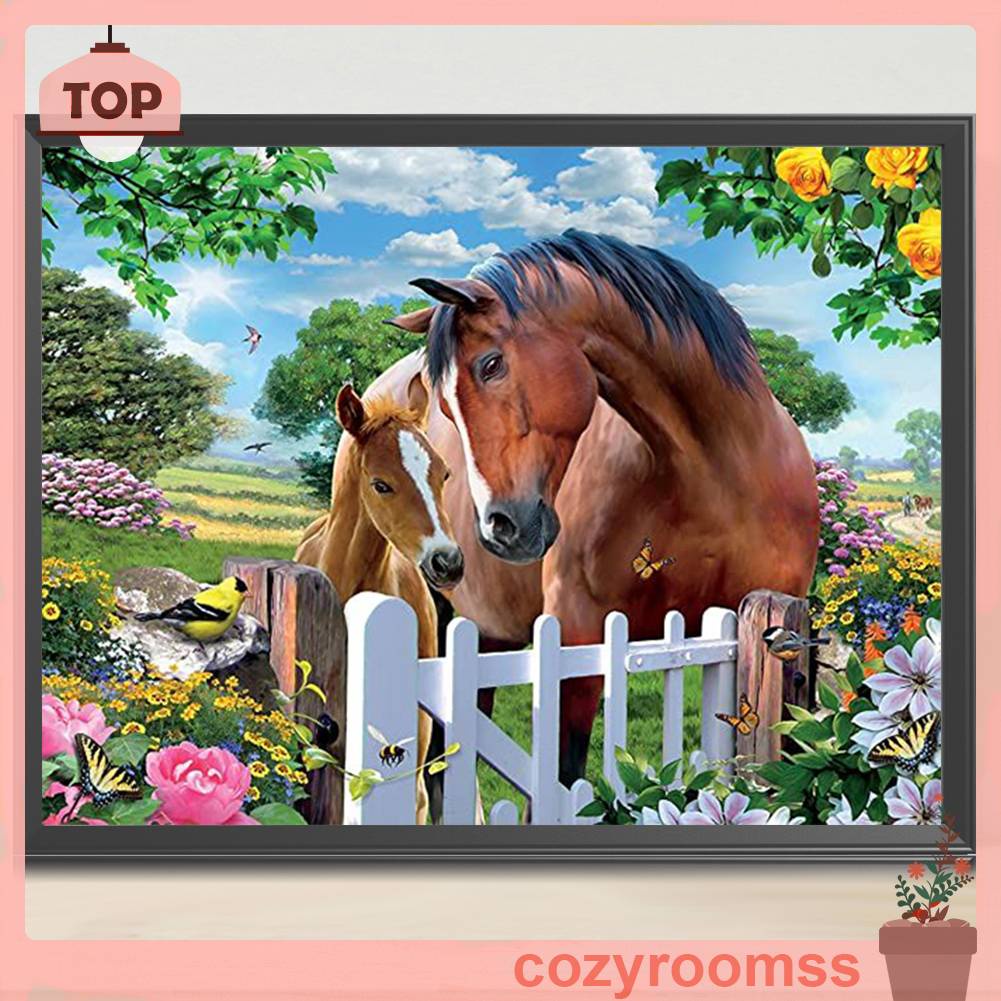 Bộ Tranh Đính Đá 5D Tự Làm Toàn Diện Họa Tiết Ngựa Nghệ Thuật Trang Trí Nhà Cửa