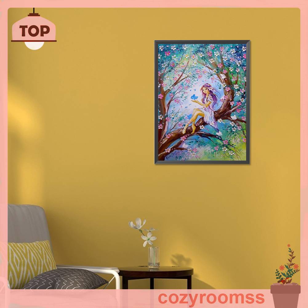 Bộ Tranh Đính Đá 5D Tự Làm Toàn Diện Hình Nàng Tiên Trang Trí Nhà Cửa