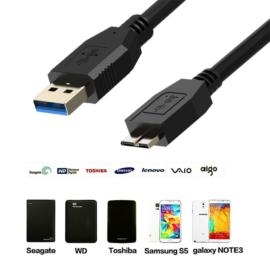 Dây Cáp Ổ Cứng Ngoài SGALAS Micro B USB 3.0 5Gbps Cho Samsung S5 Note3 Toshiba WD Seagate HDD