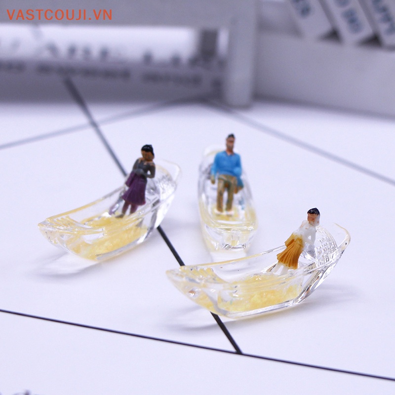 Bộ 2 Mô Hình Thuyền Villa Mini Phát Quang Dùng Trang Trí