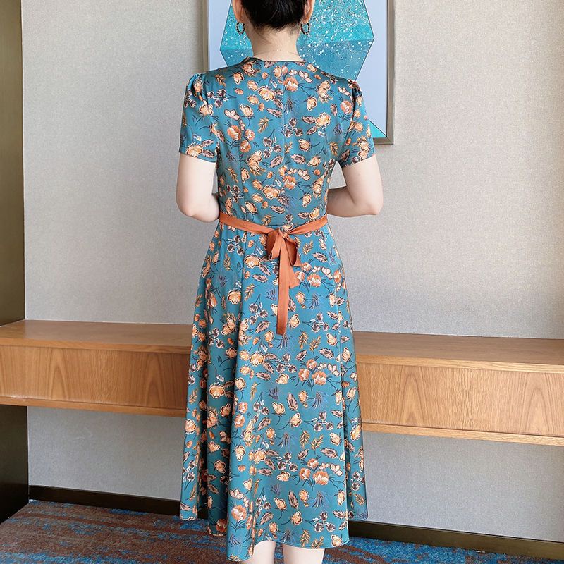 Đầm Tay Ngắn Cổ Chữ V Dáng Ôm Thời Trang Mùa Hè Xinh Xắn Cho Nữ