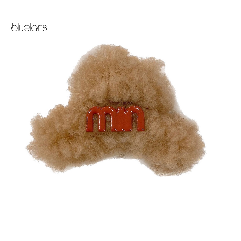 Kẹp Tóc Lông Nhung Mềm Màu Trơn In Chữ Phong Cách Hàn Quốc