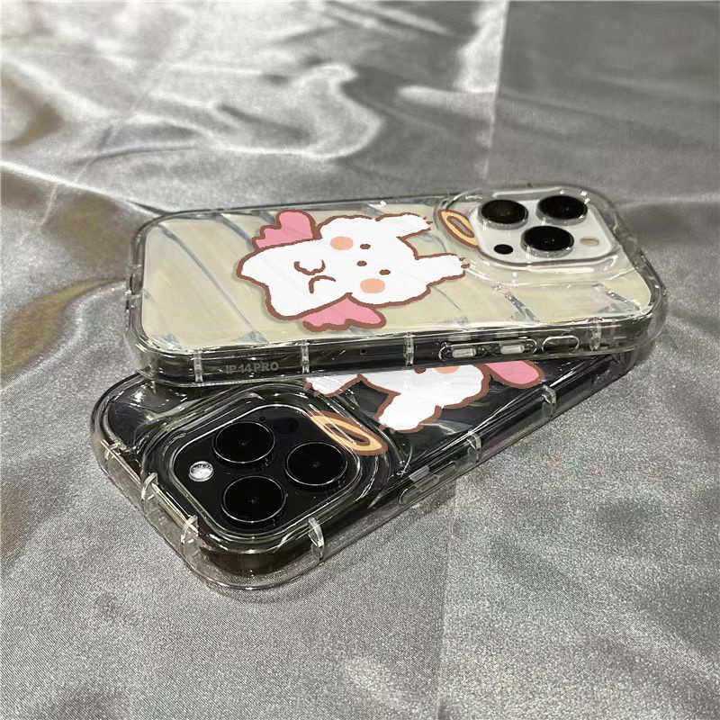 Ốp Điện Thoại Mềm Trong Suốt Họa Tiết Cánh Và Thỏ Dễ Thương Cho Iphone 14Promax 1312 / 11 7 / 8plus xr / sins EB7E