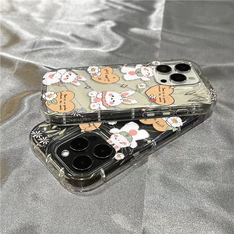Ốp Điện Thoại Mềm Trong Suốt Hình Thỏ Lông Xù Đáng Yêu Cho iPhone14promax 1312 / 11 7 / 8plus xr / sins ZP93