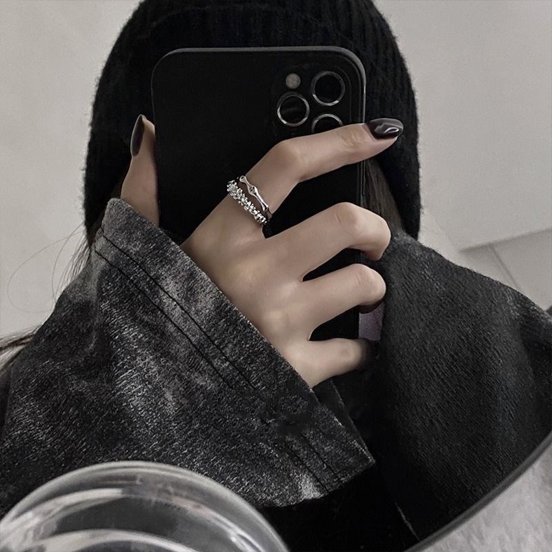 Nhẫn Hở Hai Lớp Đính Đá Zircon Thời Trang Cá Tính Cho Nữ