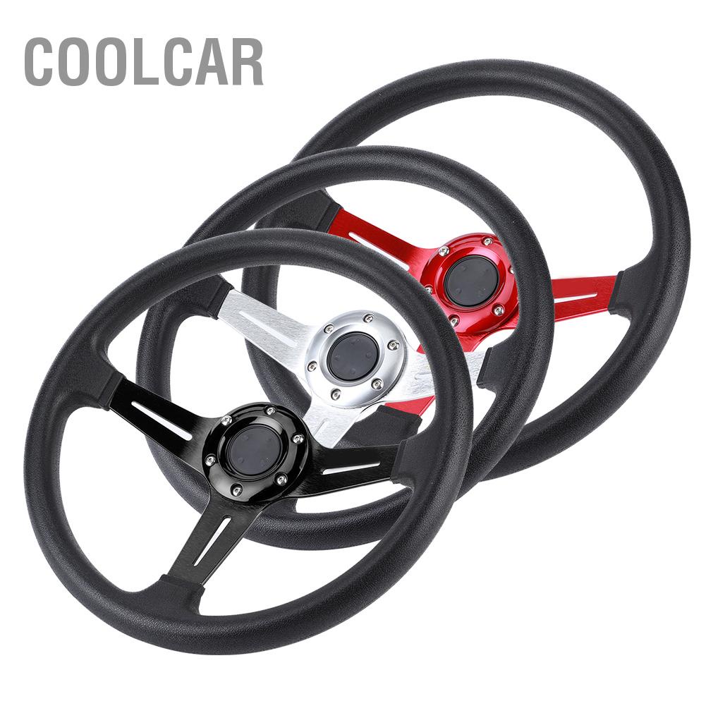 Vô Lăng Ô Tô Đa Năng 14in Da PU Hợp Kim Nhôm W/Nút Sừng Sửa Đổi - CoolCar