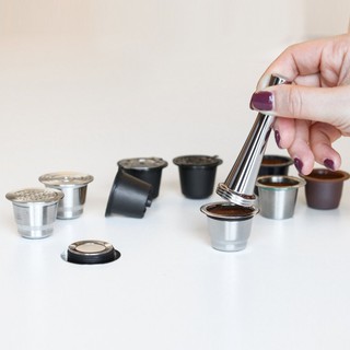 =Christmas=Refillable Square-hole Coffee Capsule Pod Filter Dripper Tamper for Nespresso