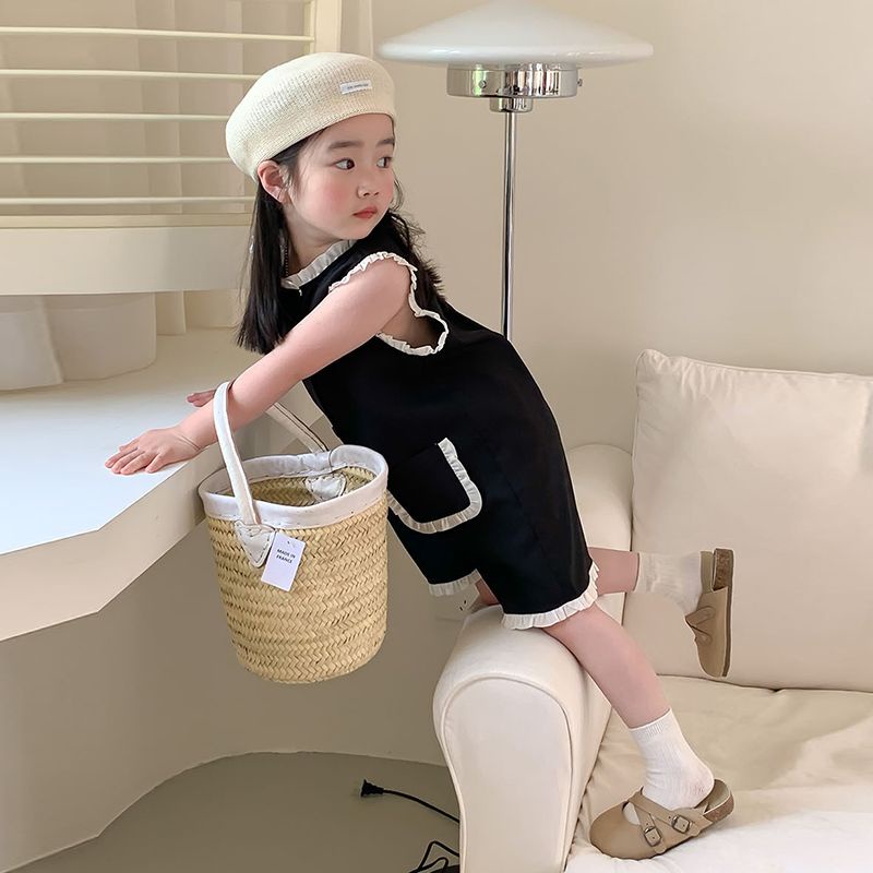 Cô gái ren jumpsuit mùa hè mới bé gái Hàn Quốc jumpsuit phong cách phương Tây mỏng áo búp bê không tay