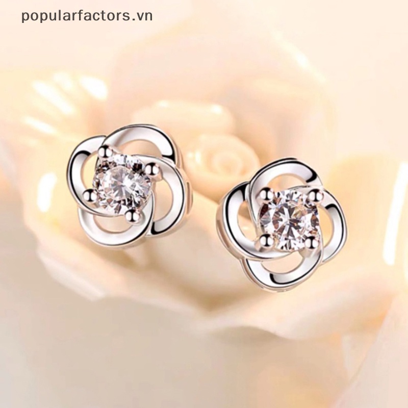 Bông Tai Hình Cỏ Bốn Lá Đơn Giản Cá Tính Cho Nữ