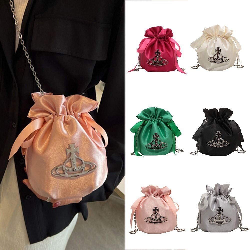 MIQUEL Túi Đeo Chéo Dây Rút Mini Bằng Lụa Thời Trang Đơn Giản