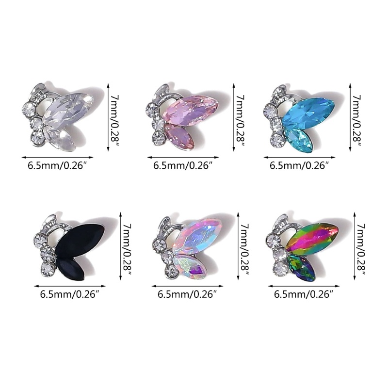Sa Set 10 Phụ Kiện Trang Trí Móng Tay 3D Hình Bướm Xinh Xắn