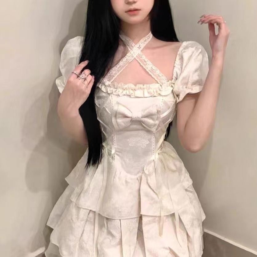 Đầm Búp Bê Tay Phồng Ngắn Dáng Ôm Thời Trang Mùa Hè Xinh Xắn Cho Nữ