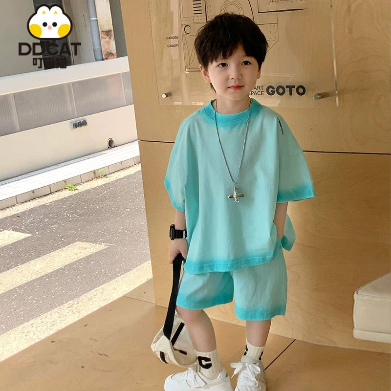 Áo Thun Tay Ngắn Dáng Rộng Phong Cách Phương Tây Thời Trang Mùa Hè Cho Bé Trai