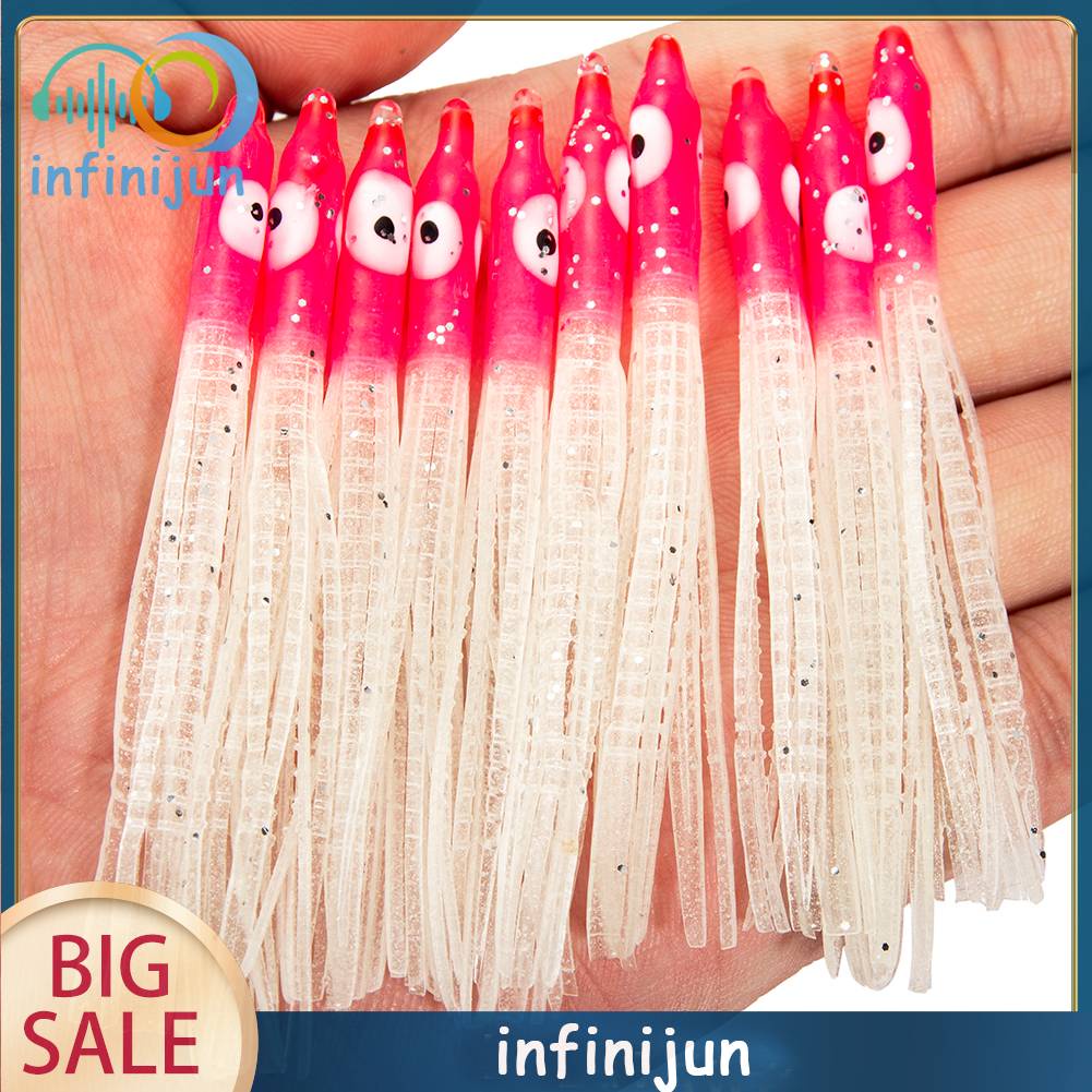 10 Mồi Mực Giả Mềm Phát Sáng Dùng Để Câu Cá