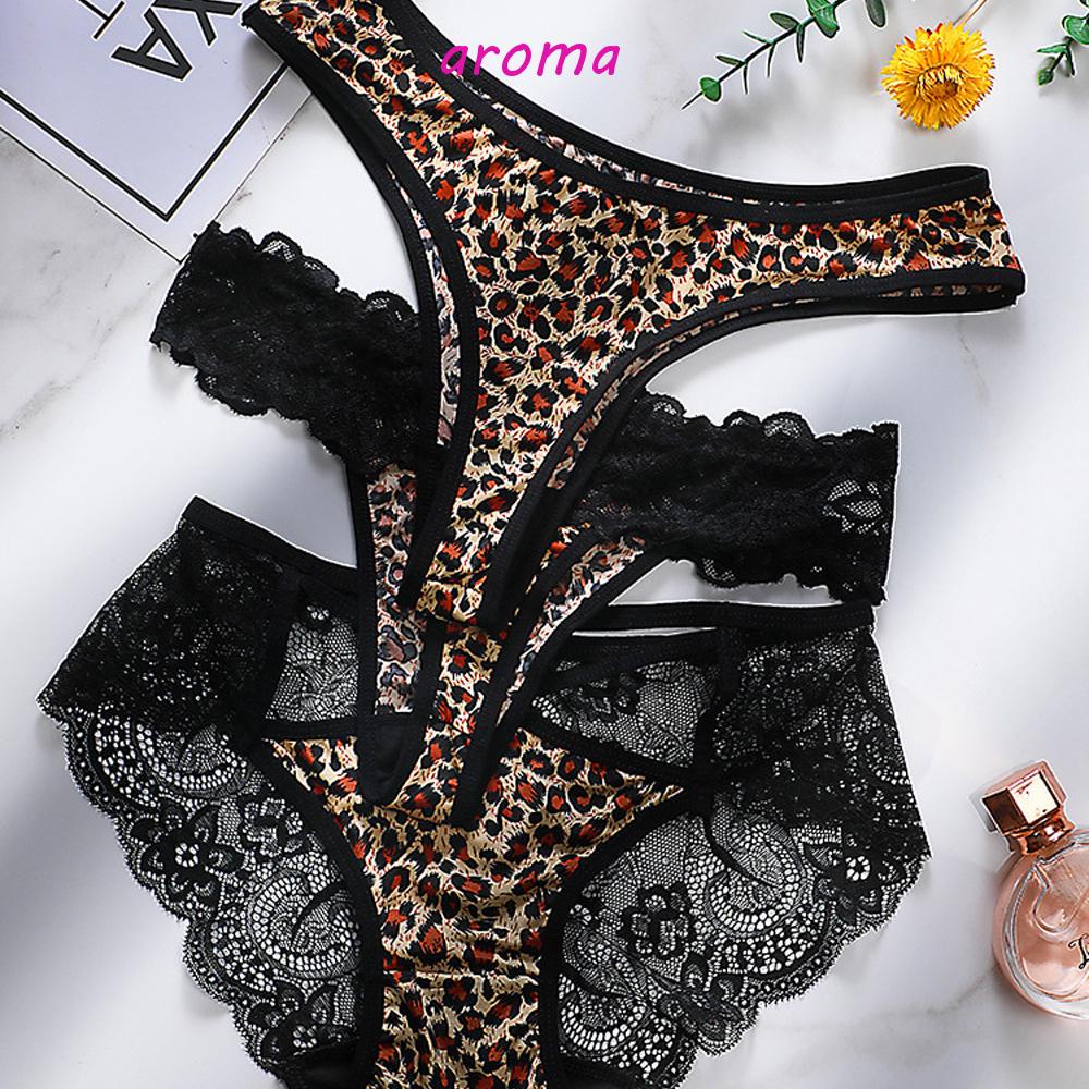 AROMA Quần Lót Lưng Thấp Họa Tiết Da Báo Trong Suốt Quyến Rũ Cho Nữ