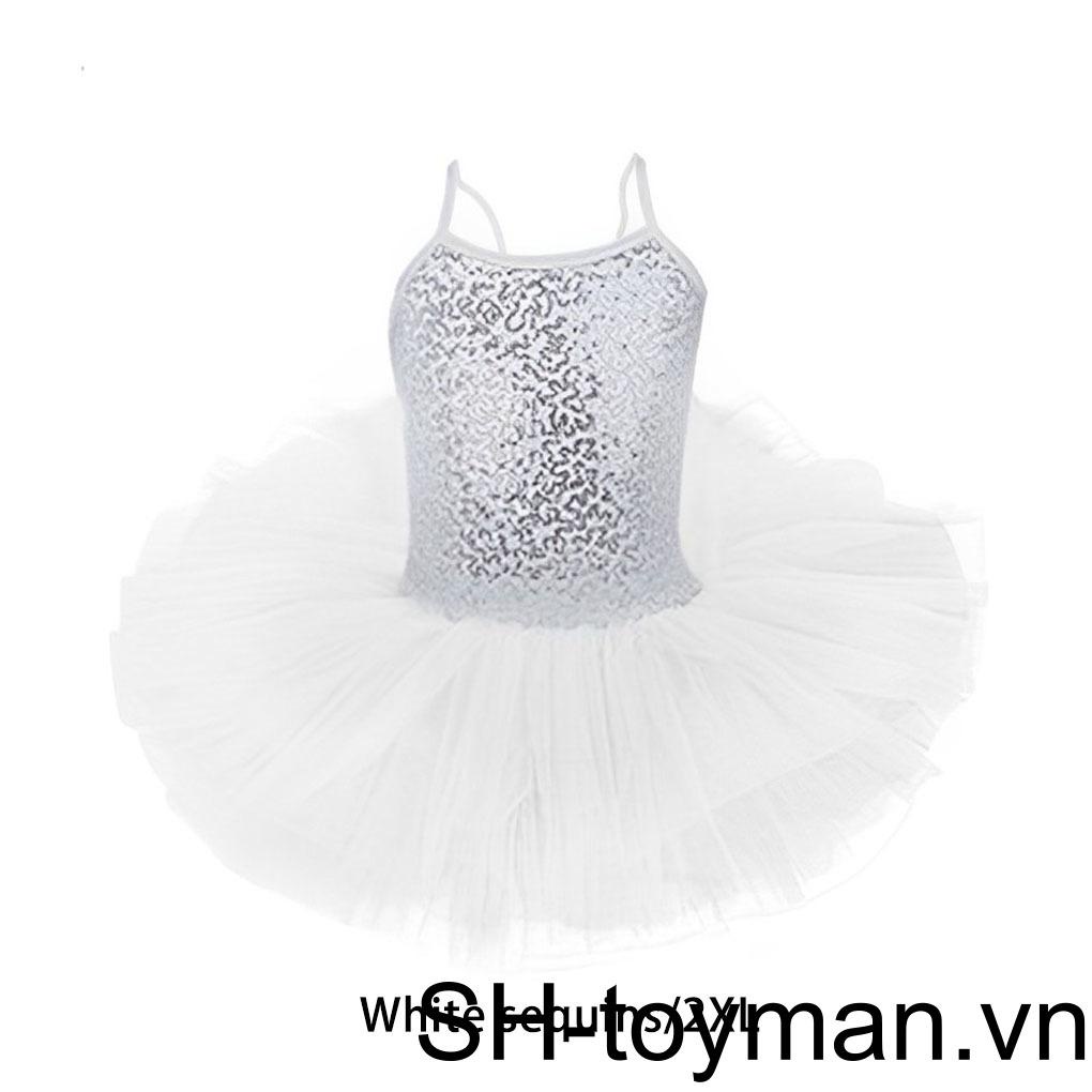 Đầm Múa Ba Lê Không Tay Đính Kim Sa Lấp Lánh Dành Cho Bé Gái