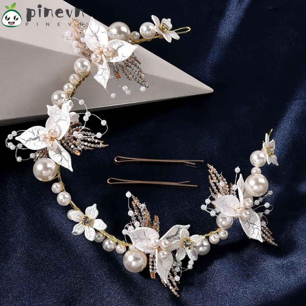 PINEVN Vương Miện Cài Tóc Đính Đá Sang Trọng Cho Cô Dâu