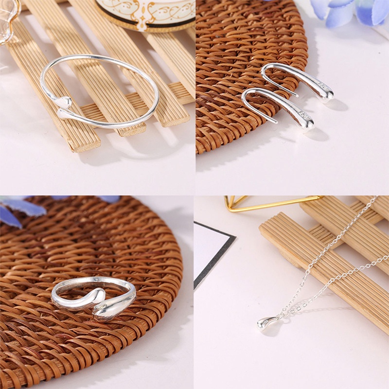Bộ Trang Sức 4 Món Bằng Hợp Kim Hình Giọt Nước Phong Cách Âu Mỹ Thời Trang Cho Nữ