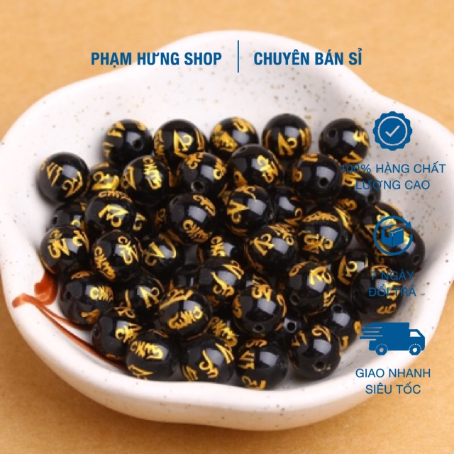 🔥 SỈ SIÊU RẺ 🔥 Hạt AGAT đen khắc chú làm vòng tay - PH509