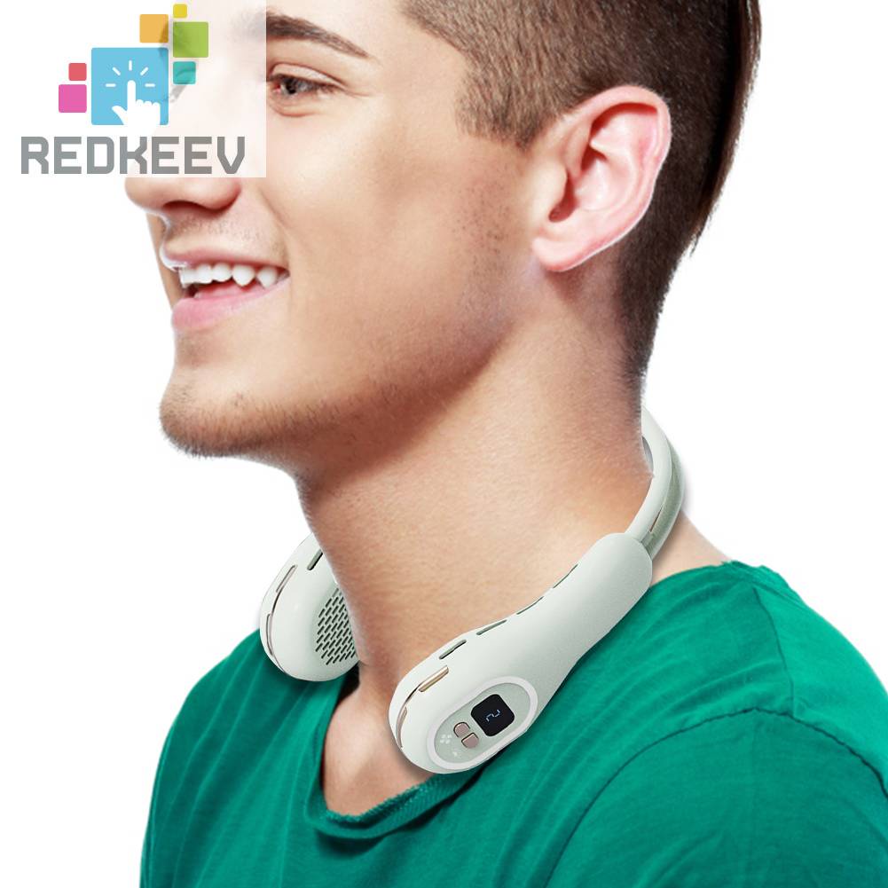 Quạt Điện Làm Mát Mùa Hè Đeo Cổ 3 Tốc Độ Màn Hình Kỹ Thuật Số Không