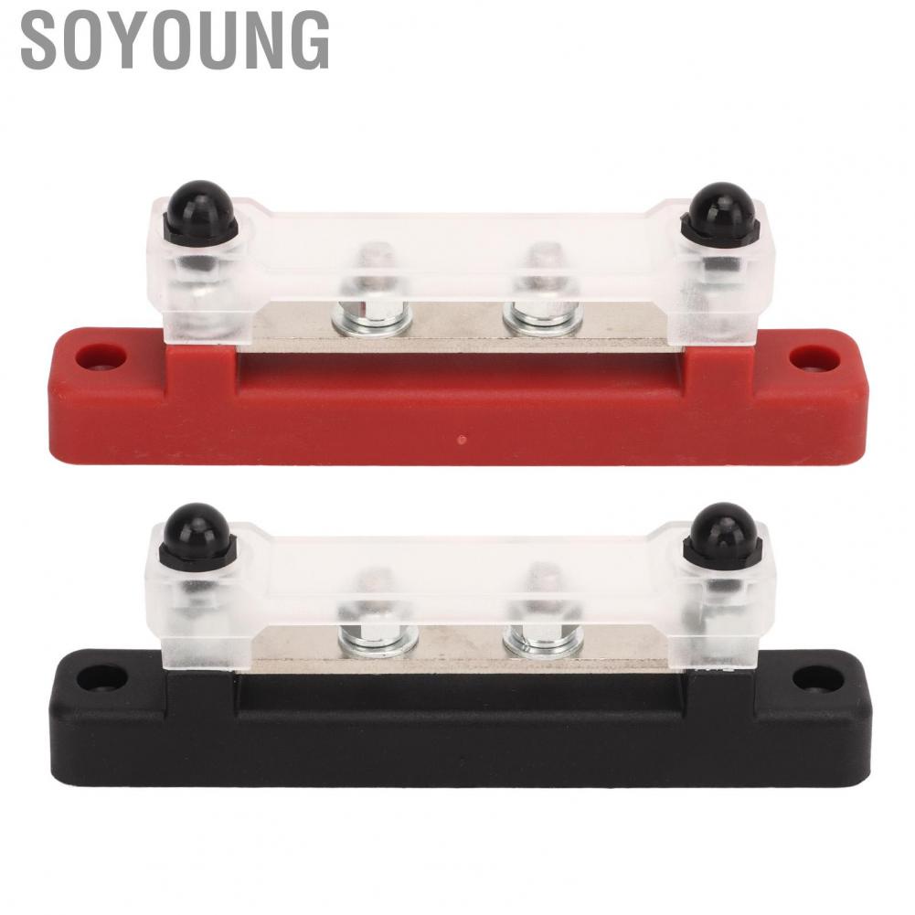Soyoung Power Distribution Terminal Block  Universal Marine Bus Bar Black Red M6 Screw for Boats Trucks