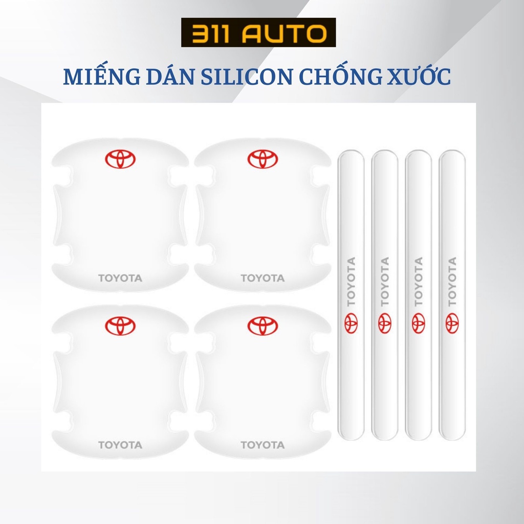Bộ miếng dán silicon chống xước hõm cửa, tay nắm cửa , gương ô tô có Logo các hãng xe