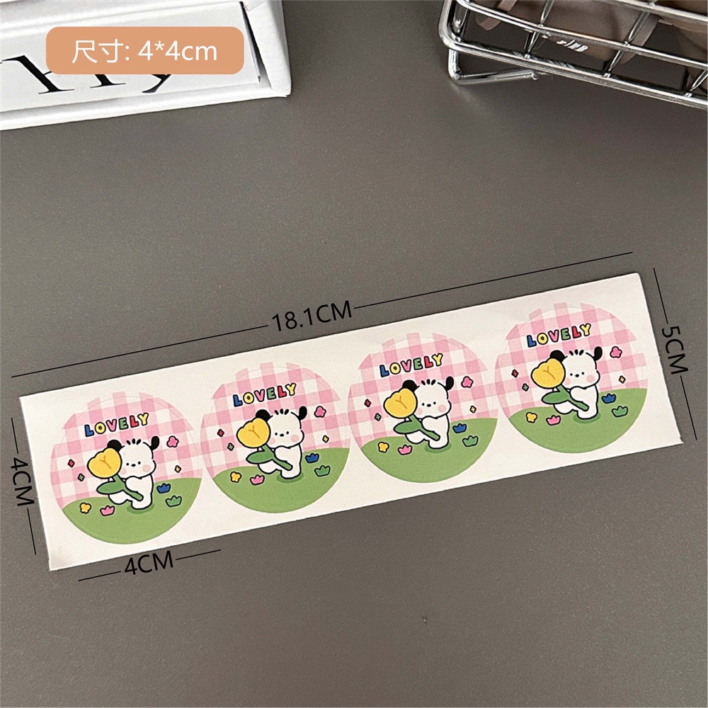 Miếng Dán Hình Tròn Họa Tiết Hoạt Hình Chú Chó Dễ Thương Chống Thấm Nước Dùng Trang Trí Gói Quà Tiện Dụng