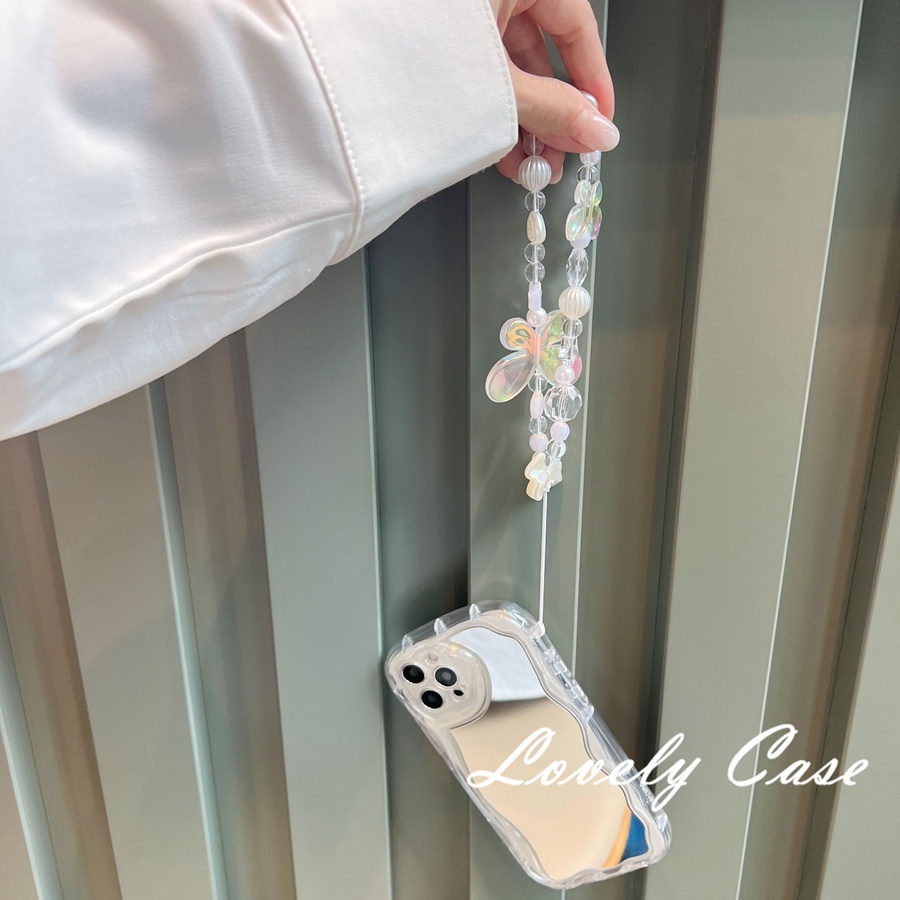Ốp Điện Thoại Tráng Gương Viền Cong 3D Kèm Dây Đeo Cho IPhone14 13 12 11 Pro Max 8 7 6 6s Plus X Xr Xs Max SE 2020