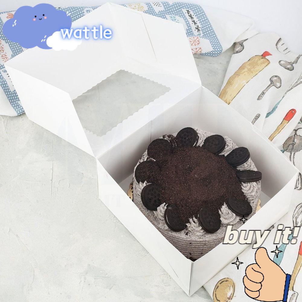 WATTLE Bộ 10 Hộp Giấy Đựng Bánh Tráng Miệng Hình Vuông 4X4X2.5 inches Gọn Nhẹ Màu Trắng Trong Suốt Tiện Dụng