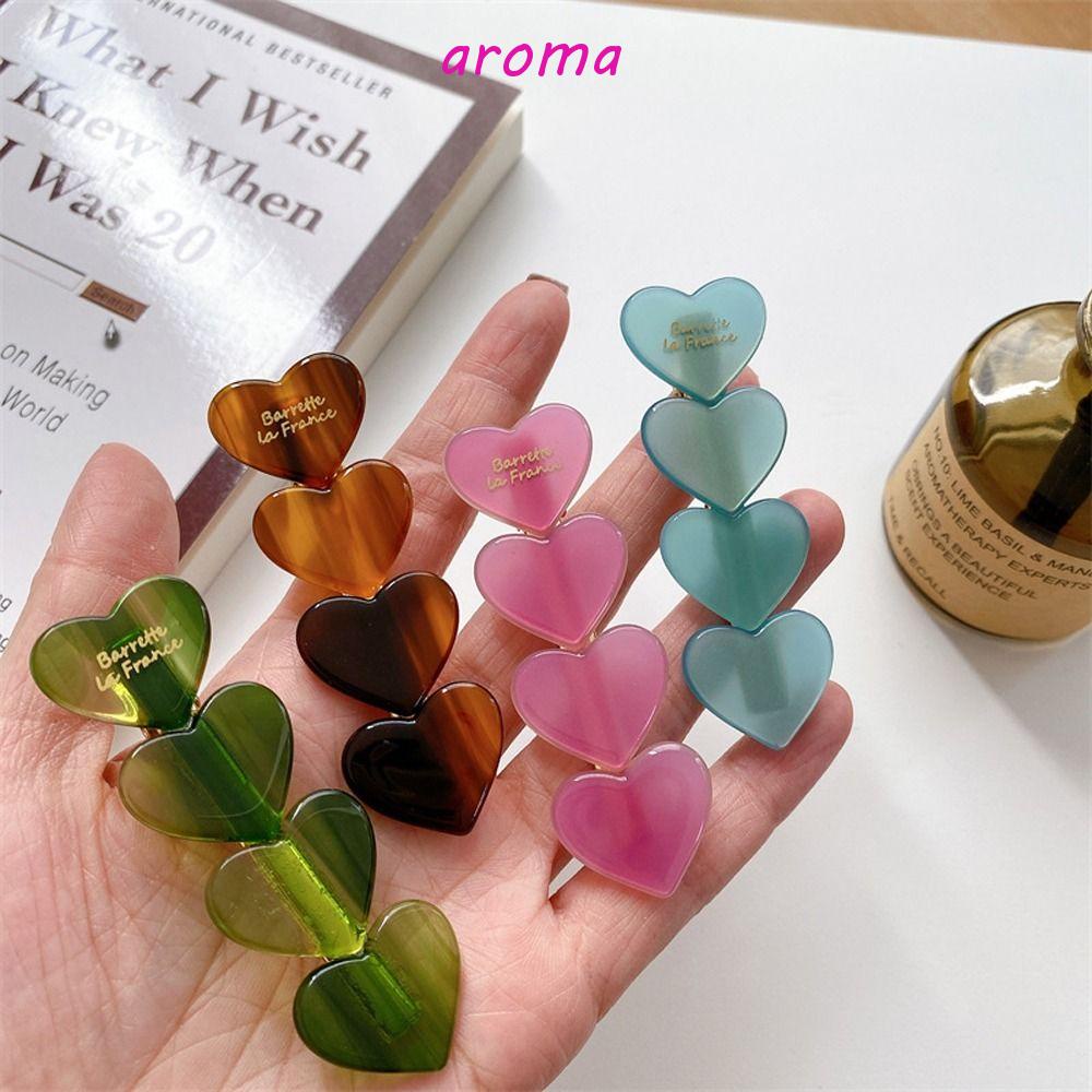AROMA Kẹp Tóc Hình Trái Tim Dễ Thương Sáng Tạo Phong Cách Hàn Quốc Cho Bé Gái