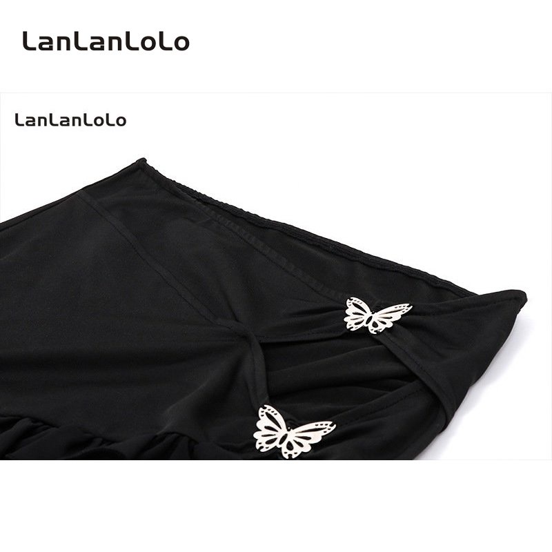 Set Áo Váy Lưới Khoét Lỗ Màu Trơn Họa Tiết Bướm Gợi Cảm Thời Trang Mùa Hè 2023 Dành Cho Bạn Nữ