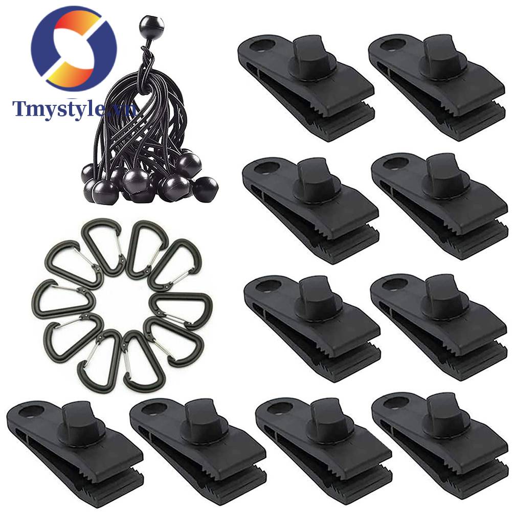 Set 30 Kẹp Tarpaulin Kèm Dây Thừng Đàn Hồi Cho Cắm Trại