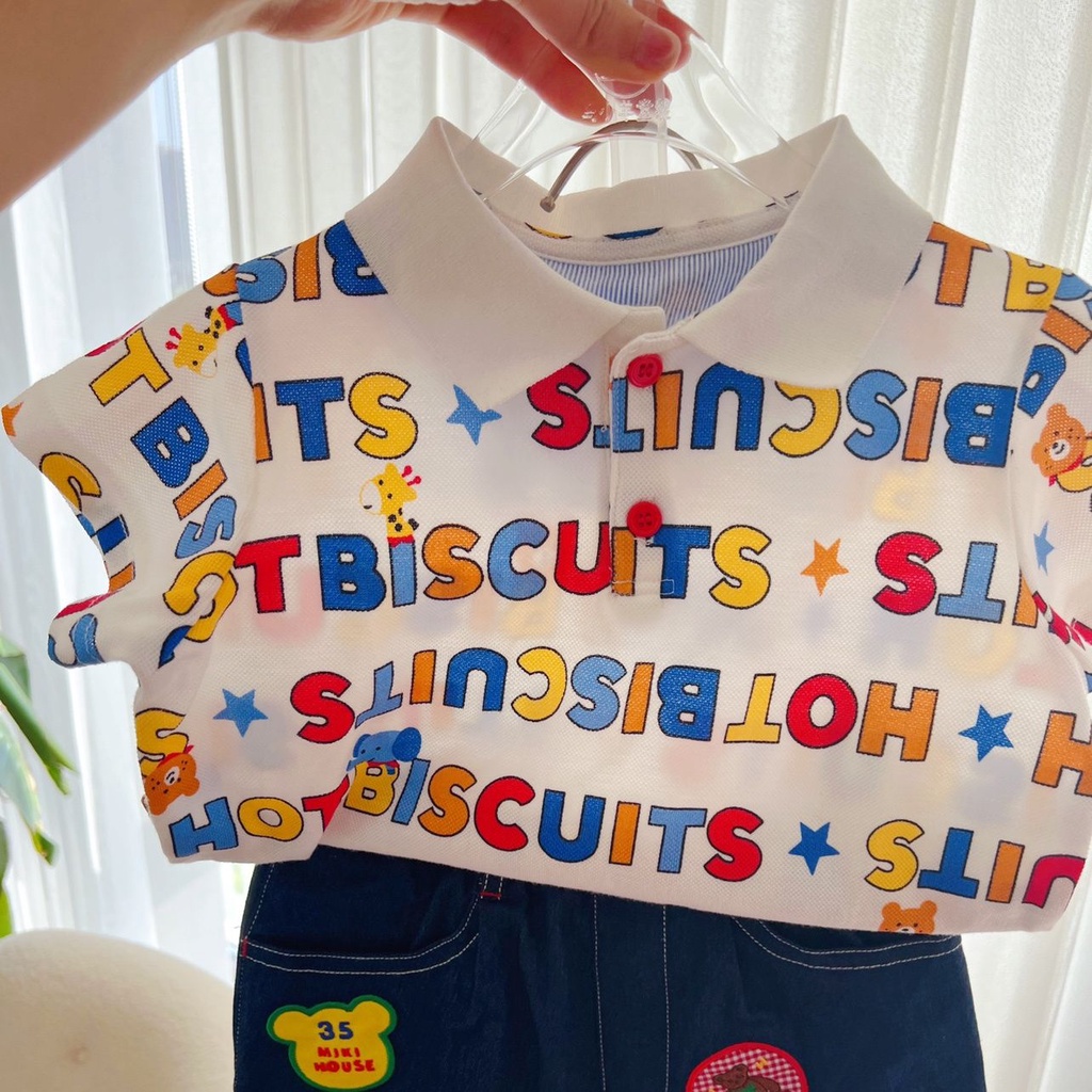 Áo Sơ Mi POLO Tay Ngắn Nhuộm Màu Hoạt Hình Nhanh Khô Thoáng Khí Phong Cách Hàn Quốc Thời Trang Mùa Hè Cho Bé Trai Và Gái