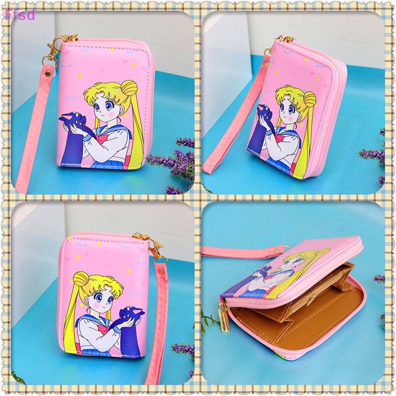 {Ffsd} Ví Ngắn Cầm Tay Mini Có Khóa Kéo Họa Tiết Hoạt Hình Dễ Thương Tươi Mới Cho Nữ Sinh