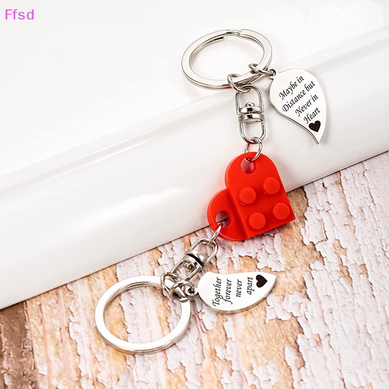 1 Cặp Móc Khóa Tình Bạn Hình Trái Tim Ghép Khắc Chữ Together Forever