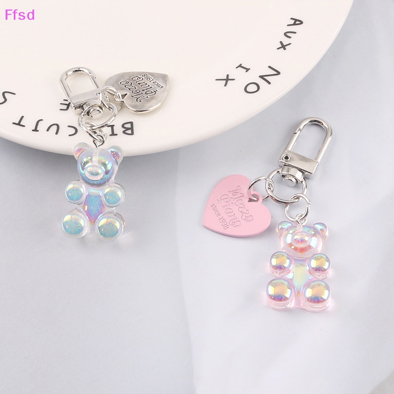 {Ffsd} Móc Khóa Kim Loại Hình Trái Tim / Gấu Màu Sắc Đáng Yêu Dành Cho Học Sinh / Cặp Đôi