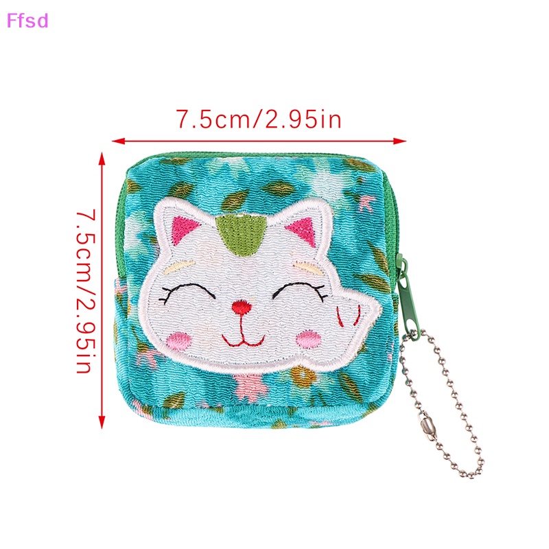 1 Túi Đựng Tiền Xu Mini Hình Mèo May Mắn Bằng Vải Dễ Thương