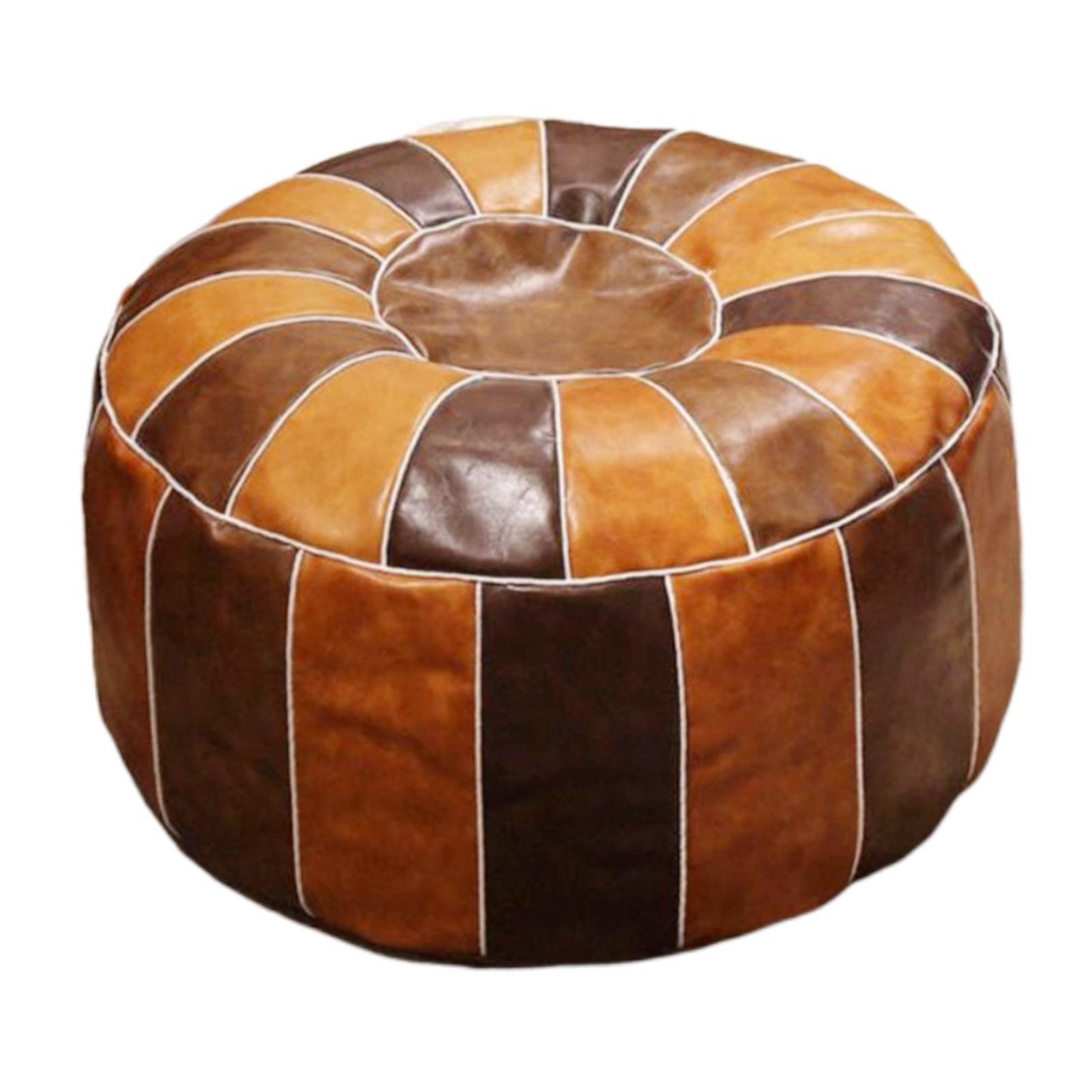 (runbu) Vỏ Bọc Chưa Hoàn Thiện Màu Nâu Phong Cách Boho Moroccan Pouf Thủ Công